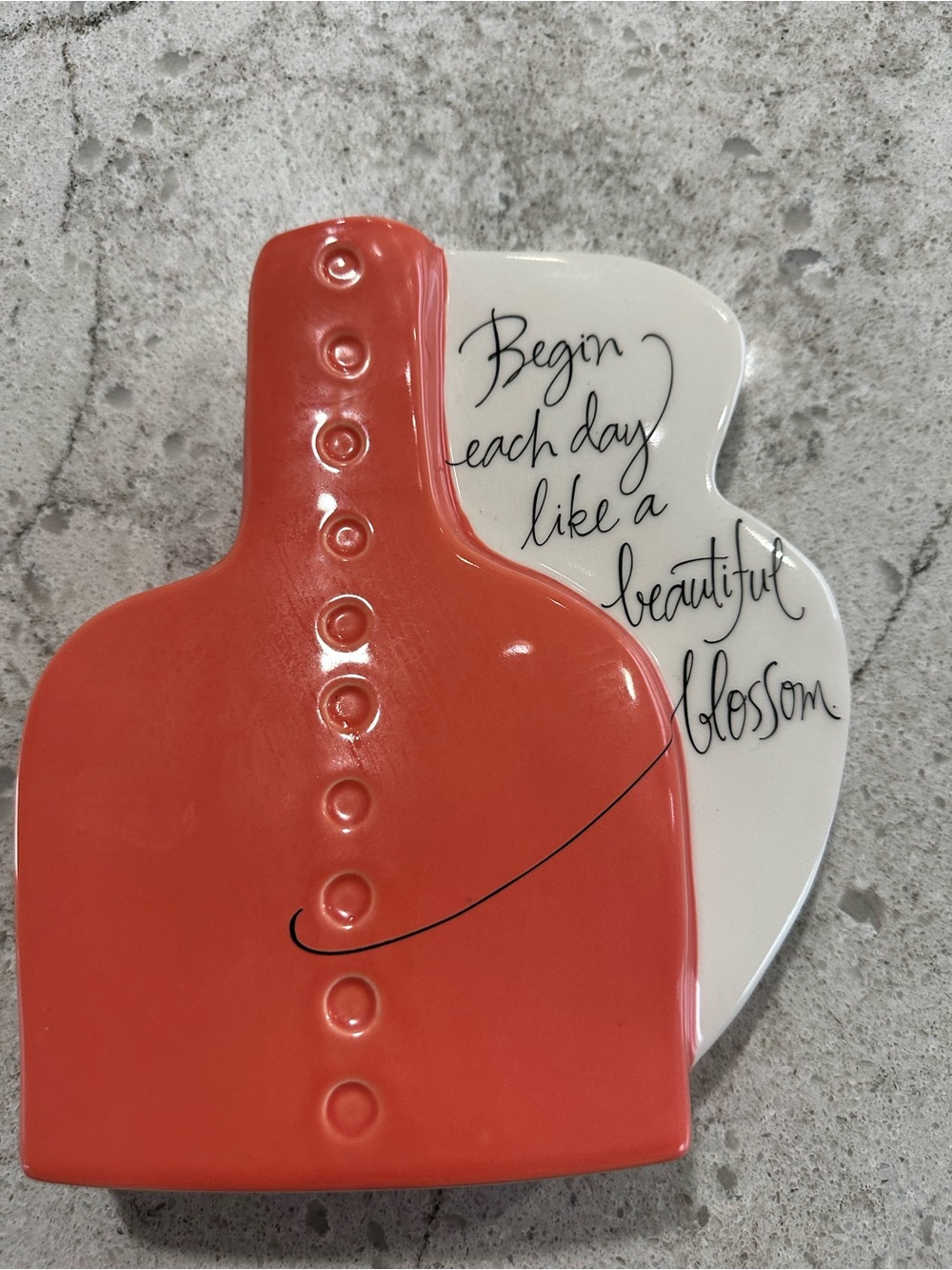 Hallmark Coral Ceramic 8" Vase - "Begin Each Day Like a Beautiful Blossom"